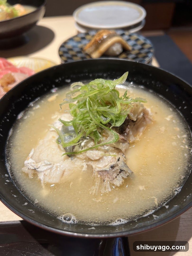 Dish with Fish Soup and Greens