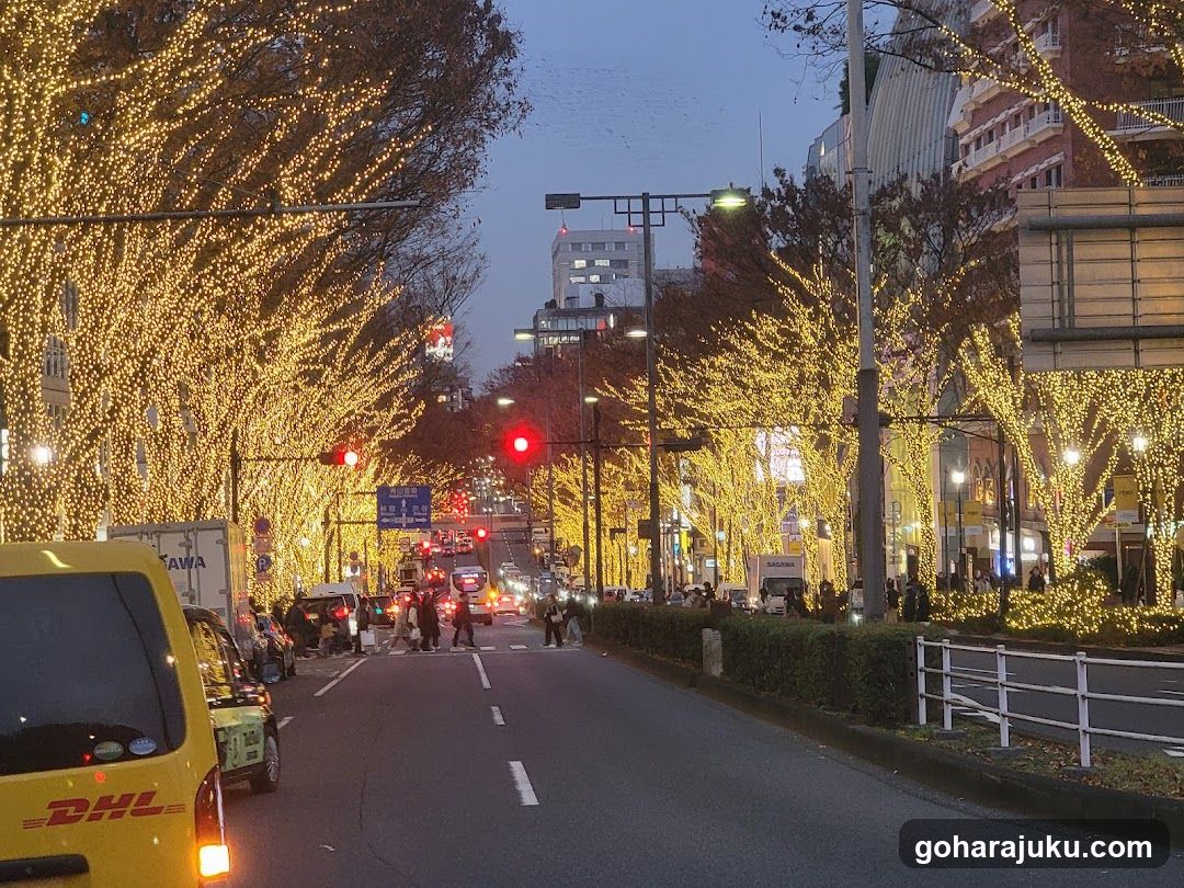 DHL Van on Festively Lit Street