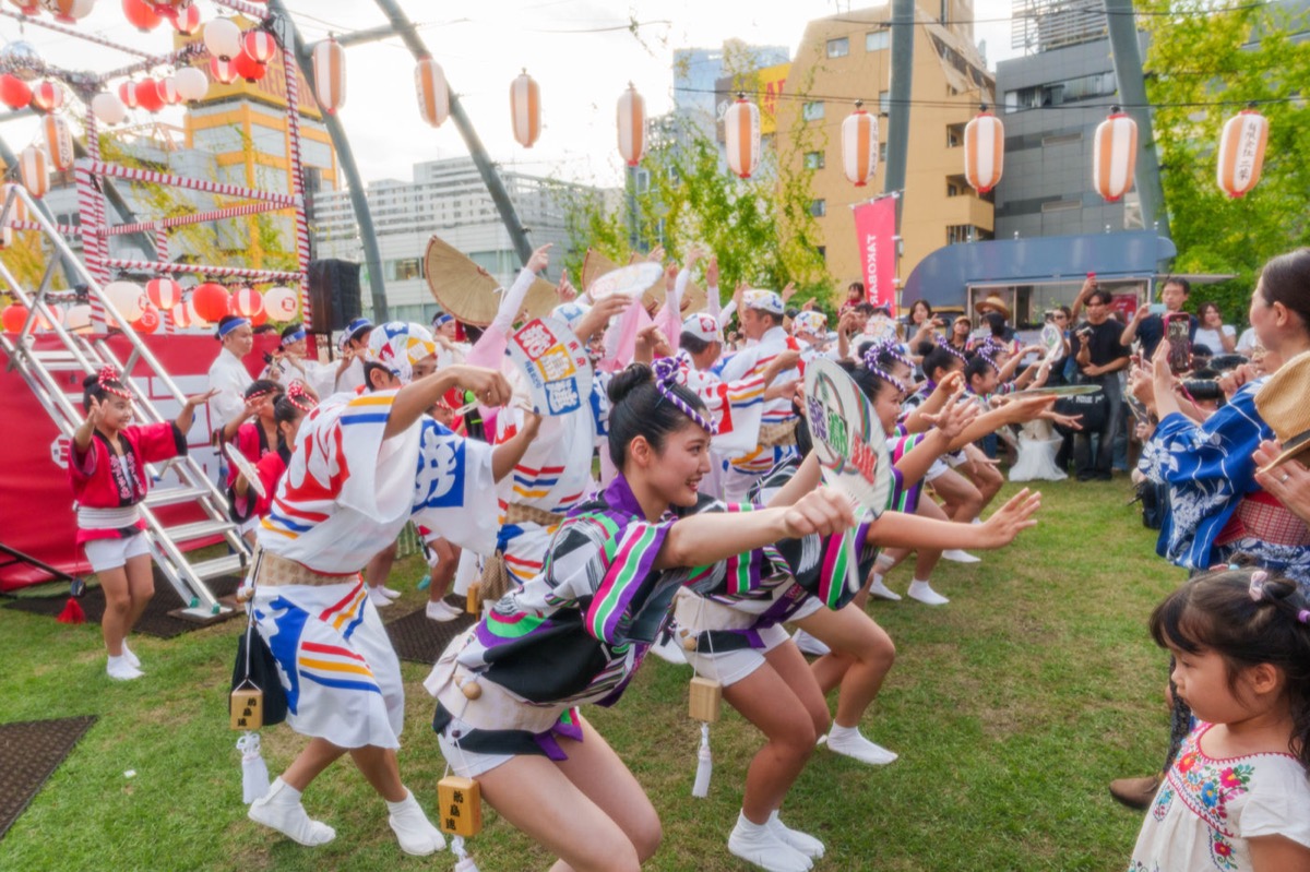 Bon odori circle around the yagura at Miyashita Park BON DANCE