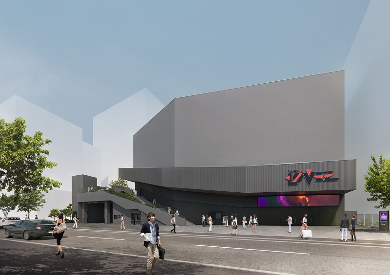 Shibuya LOVEZ live hall interior render from Bandai Namco